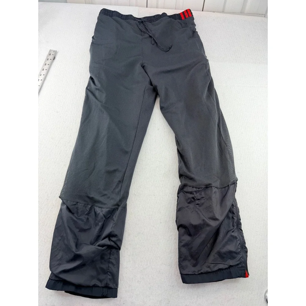 Adidas Mens Track Pants Black Red Stripe Mesh Lined Ankle Zip Large